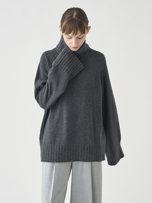 ［Eco Cashmere］カシミヤ混 オーバーサイズタートルネック長袖ニットプルオーバー | TABATHA | 7G 詳細画像 DARK ASH 4