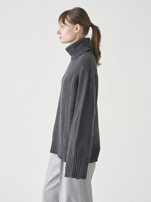 ［Eco Cashmere］カシミヤ混 オーバーサイズタートルネック長袖ニットプルオーバー | TABATHA | 7G 詳細画像 DARK ASH 6
