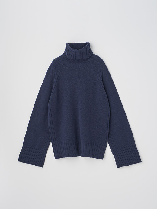 ［Eco Cashmere］カシミヤ混 オーバーサイズタートルネック長袖ニットプルオーバー | TABATHA | 7G 詳細画像 MIDNIGHT 1