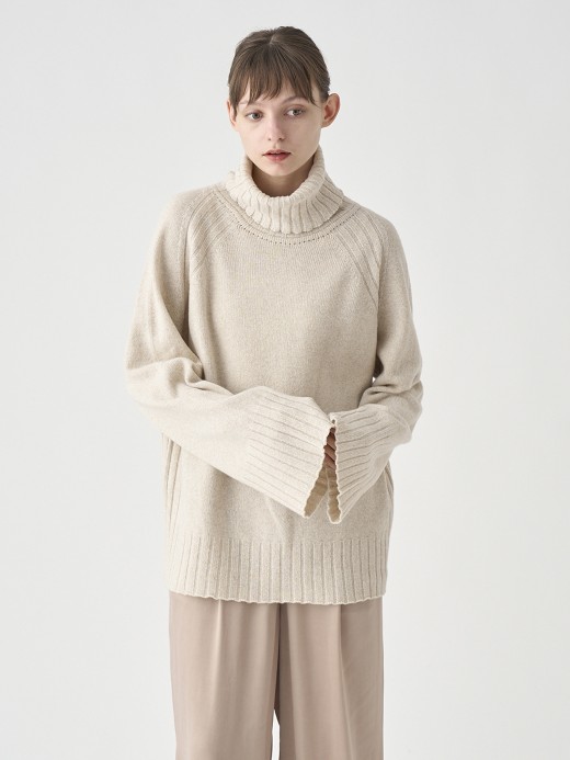 ［Eco Cashmere］カシミヤ混 オーバーサイズタートルネック長袖ニットプルオーバー | TABATHA | 7G 詳細画像 PAMPAS 1