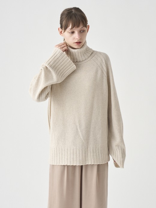 ［Eco Cashmere］カシミヤ混 オーバーサイズタートルネック長袖ニットプルオーバー | TABATHA | 7G 詳細画像 PAMPAS 2