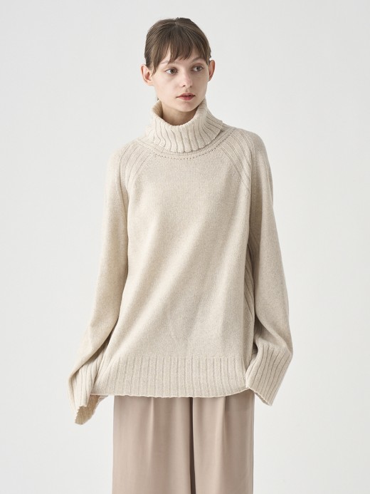 ［Eco Cashmere］カシミヤ混 オーバーサイズタートルネック長袖ニットプルオーバー | TABATHA | 7G 詳細画像 PAMPAS 3