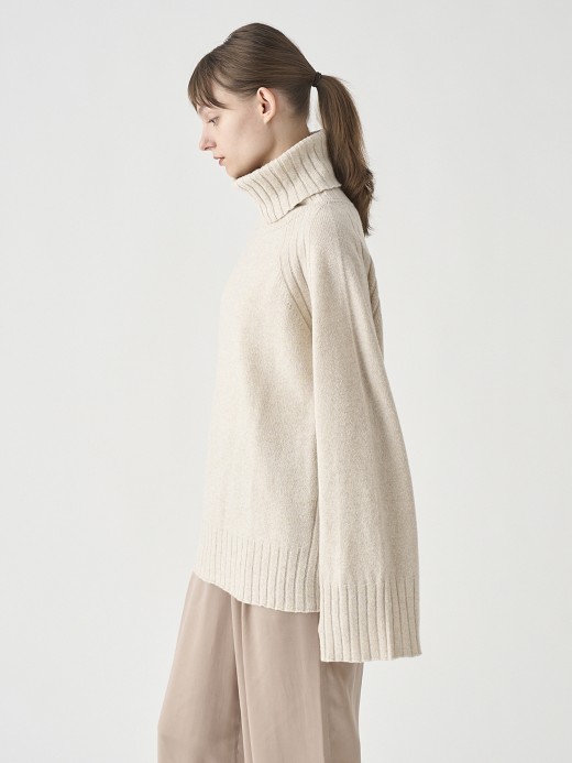 ［Eco Cashmere］カシミヤ混 オーバーサイズタートルネック長袖ニットプルオーバー | TABATHA | 7G 詳細画像 PAMPAS 4