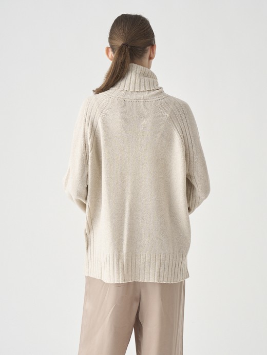 ［Eco Cashmere］カシミヤ混 オーバーサイズタートルネック長袖ニットプルオーバー | TABATHA | 7G 詳細画像 PAMPAS 7