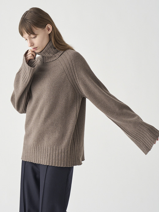 ［Eco Cashmere］カシミヤ混 オーバーサイズタートルネック長袖ニットプルオーバー | TABATHA | 7G 詳細画像 TOAST 4