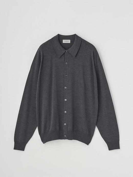 襟付き長袖ニットシャツカーディガン | TIBOR | 24G EASY FIT 詳細画像 CHARCOAL 2