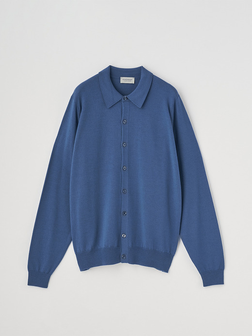 襟付き長袖ニットシャツカーディガン | TIBOR | 24G EASY FIT 詳細画像 TEAL FIRTH 1