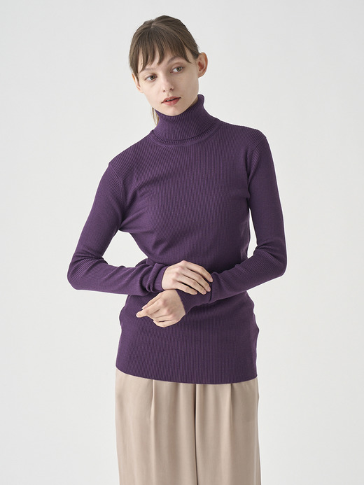 リブタートルネック長袖プルオーバー | VENESSA | 30G 詳細画像 VELVET PLUM 4