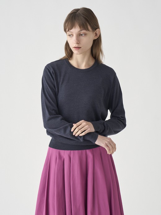 クルーネック長袖ニットプルオーバー | VIVIENNE | 30G MODERN FIT 詳細画像 HEPBURN SMOKE 2