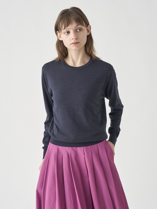 クルーネック長袖ニットプルオーバー | VIVIENNE | 30G MODERN FIT 詳細画像 HEPBURN SMOKE 4
