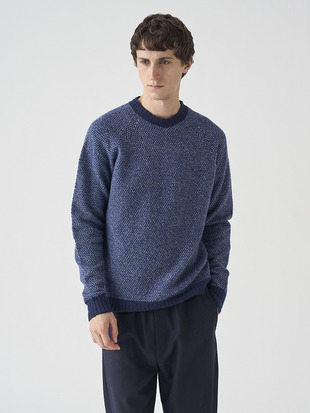 ［Eco Cashmere］カシミヤ混 クルーネックメランジニットプルオーバー | INGHRAM | STANDARD FIT 7G