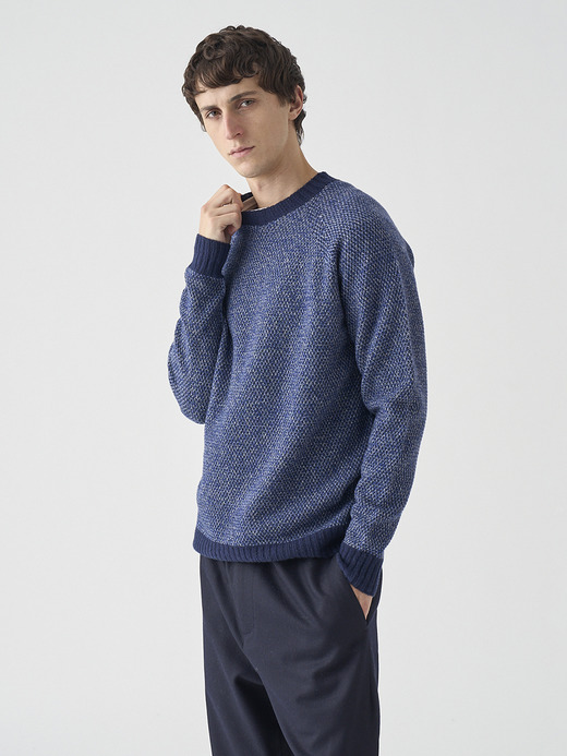 ［Eco Cashmere］カシミヤ混 クルーネックメランジニットプルオーバー | INGHRAM | STANDARD FIT 7G 詳細画像 NO1(WINSLOW) 3