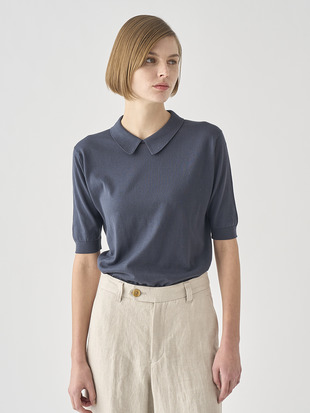 ボタンレス半袖コットンニットポロシャツ | ADALINE | 30G