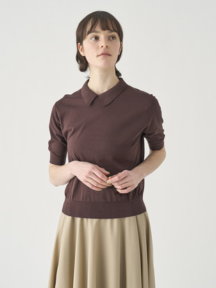 ボタンレス半袖コットンニットポロシャツ | ADALINE | 30G