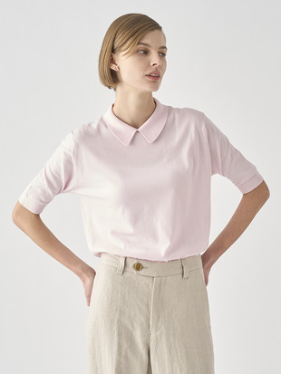 ボタンレス半袖コットンニットポロシャツ | ADALINE | 30G