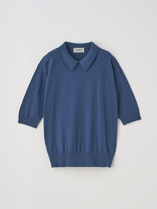 ボタンレス半袖コットンニットポロシャツ | ADALINE | 30G 詳細画像 DELFT BLUE 1