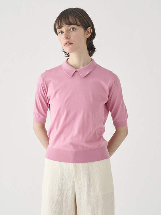 ボタンレス半袖コットンニットポロシャツ | ADALINE | 30G 詳細画像 GLASS PINK 3
