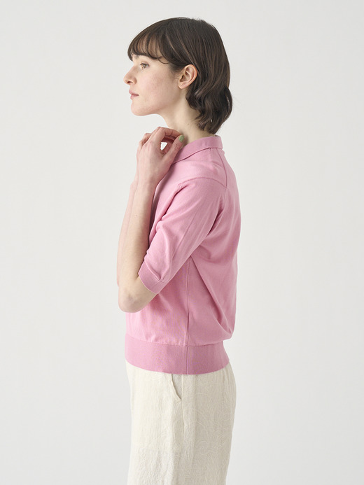 ボタンレス半袖コットンニットポロシャツ | ADALINE | 30G 詳細画像 GLASS PINK 6