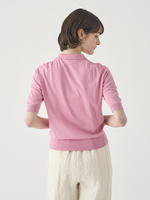 ボタンレス半袖コットンニットポロシャツ | ADALINE | 30G 詳細画像 GLASS PINK 7