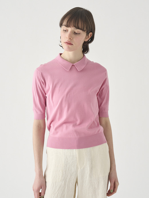 ボタンレス半袖コットンニットポロシャツ | ADALINE | 30G 詳細画像 GLASS PINK 8