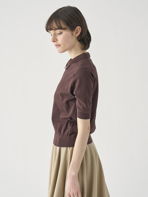 ボタンレス半袖コットンニットポロシャツ | ADALINE | 30G 詳細画像 RAISIN 4