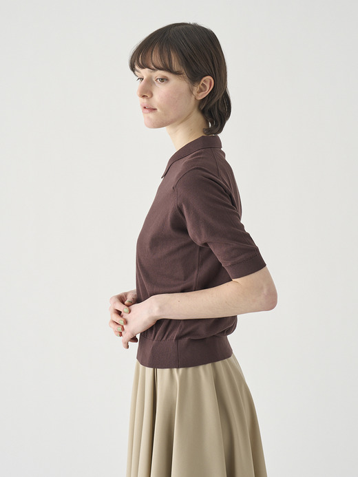 ボタンレス半袖コットンニットポロシャツ | ADALINE | 30G 詳細画像 RAISIN 5