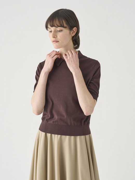 ボタンレス半袖コットンニットポロシャツ | ADALINE | 30G 詳細画像 RAISIN 7