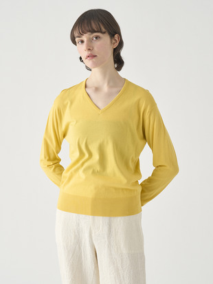 Ｖネック長袖コットンニットプルオーバー | ANNE | 30G COMMON FIT