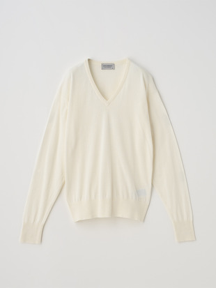 Ｖネック長袖コットンニットプルオーバー | ANNE | 30G COMMON FIT