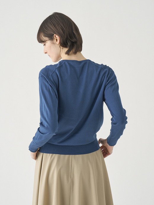 Ｖネック長袖コットンニットプルオーバー | ANNE | 30G COMMON FIT 詳細画像 DELFT BLUE 8