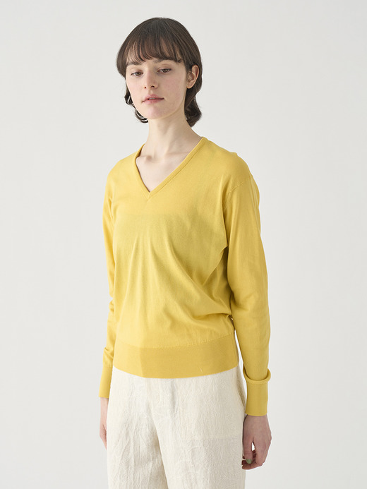 Ｖネック長袖コットンニットプルオーバー | ANNE | 30G COMMON FIT 詳細画像 POLLEN 5