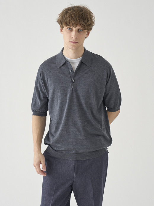 ウール クラシックニットポロシャツ | AOYAMA | 30G EASY FIT 詳細画像 CHARCOAL 3