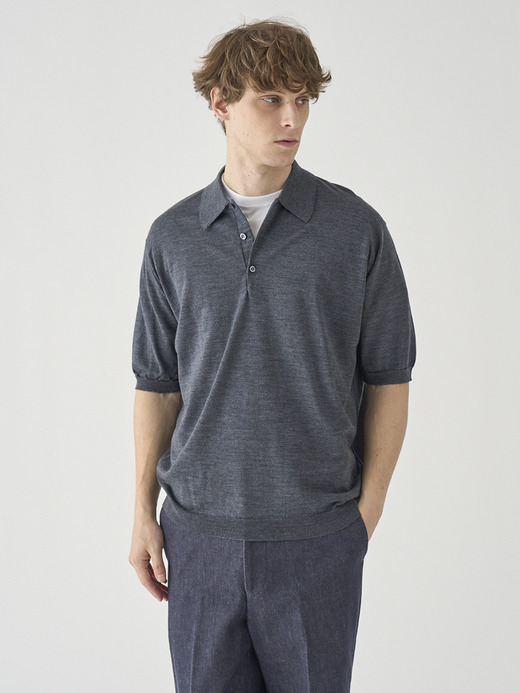 ウール クラシックニットポロシャツ | AOYAMA | 30G EASY FIT 詳細画像 CHARCOAL 4