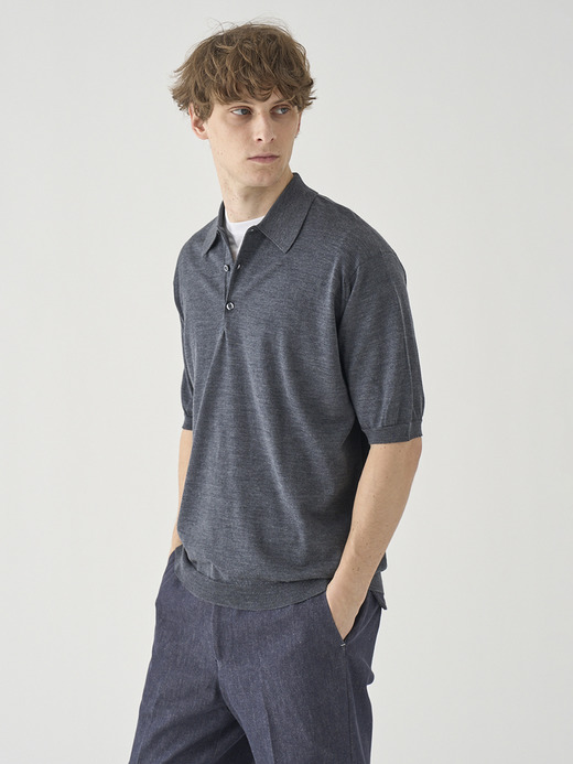 ウール クラシックニットポロシャツ | AOYAMA | 30G EASY FIT 詳細画像 CHARCOAL 5