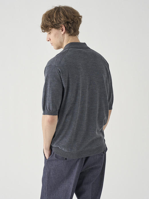 ウール クラシックニットポロシャツ | AOYAMA | 30G EASY FIT 詳細画像 CHARCOAL 6
