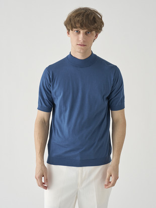 モックネック半袖コットンニットＴシャツ | ARBER | 30G MODERN FIT