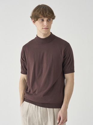 モックネック半袖コットンニットＴシャツ | ARBER | 30G MODERN FIT