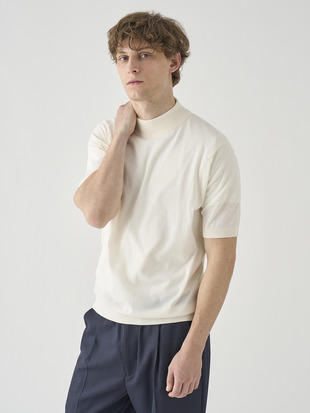 モックネック半袖コットンニットＴシャツ | ARBER | 30G MODERN FIT