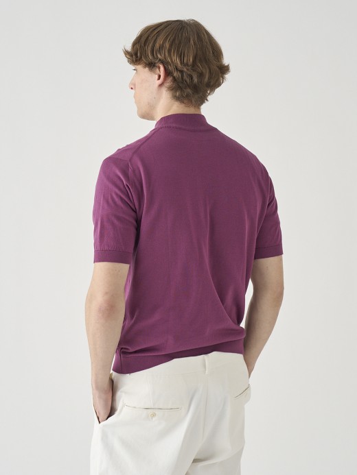 モックネック半袖コットンニットＴシャツ | ARBER | 30G MODERN FIT 詳細画像 AMARANTH 6