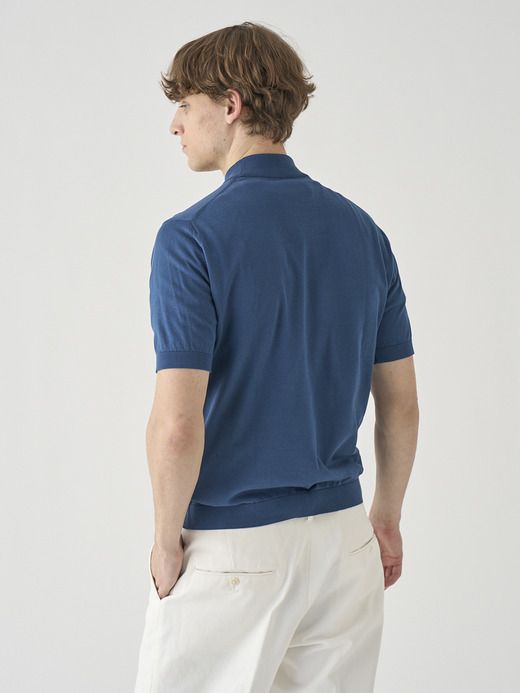 モックネック半袖コットンニットＴシャツ | ARBER | 30G MODERN FIT 詳細画像 DELFT BLUE 7