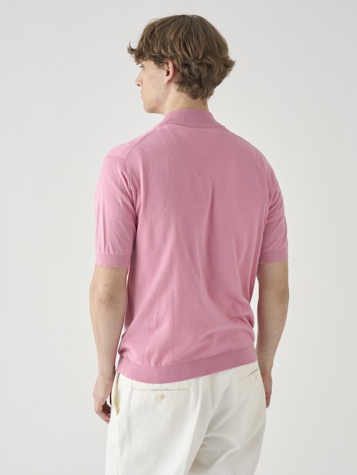 モックネック半袖コットンニットＴシャツ | ARBER | 30G MODERN FIT 詳細画像 GLASS PINK 5