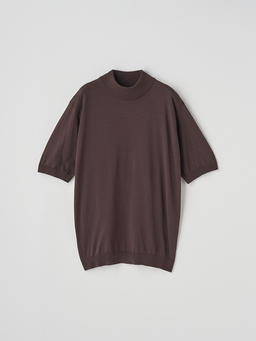 モックネック半袖コットンニットＴシャツ | ARBER | 30G MODERN FIT 詳細画像 RAISIN 2