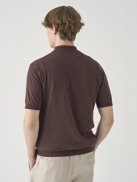 モックネック半袖コットンニットＴシャツ | ARBER | 30G MODERN FIT 詳細画像 RAISIN 5
