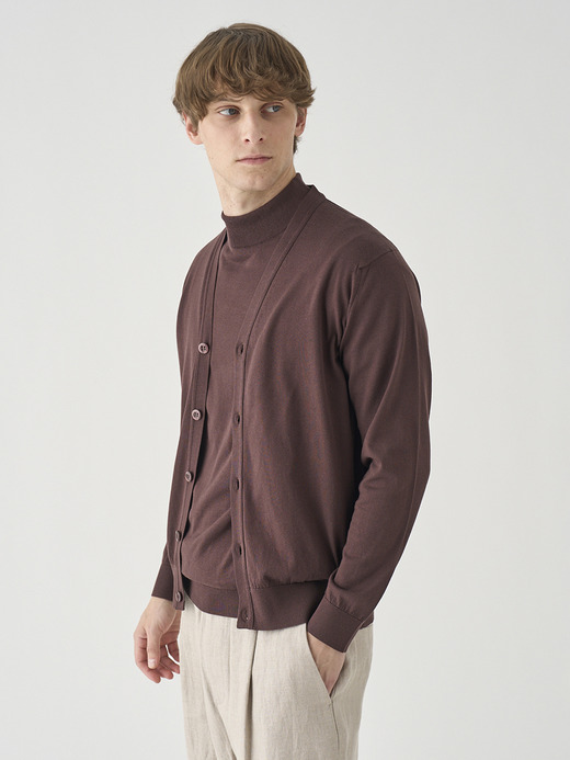 モックネック半袖コットンニットＴシャツ | ARBER | 30G MODERN FIT 詳細画像 RAISIN 7