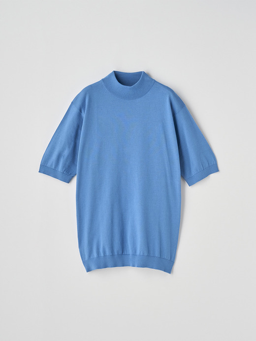 モックネック半袖コットンニットＴシャツ | ARBER | 30G MODERN FIT 詳細画像 SKYE BLUE 1