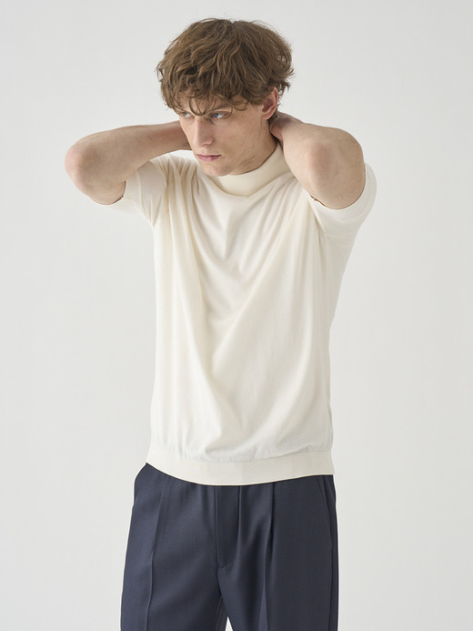 モックネック半袖コットンニットＴシャツ | ARBER | 30G MODERN FIT 詳細画像 STARCH 10