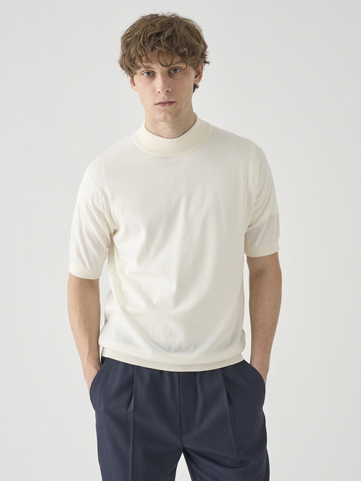 モックネック半袖コットンニットＴシャツ | ARBER | 30G MODERN FIT 詳細画像 STARCH 3