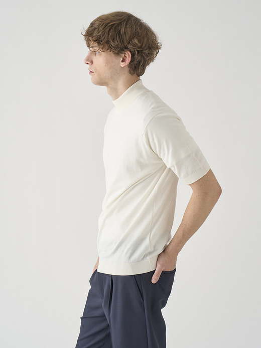 モックネック半袖コットンニットＴシャツ | ARBER | 30G MODERN FIT 詳細画像 STARCH 4