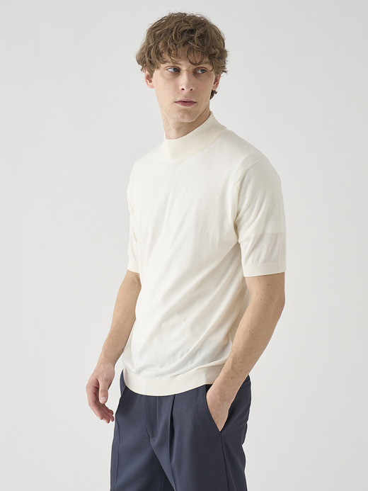 モックネック半袖コットンニットＴシャツ | ARBER | 30G MODERN FIT 詳細画像 STARCH 5