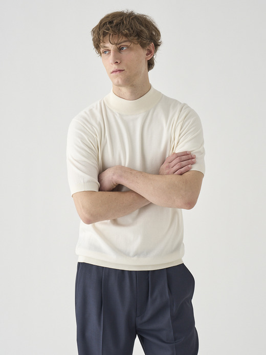 モックネック半袖コットンニットＴシャツ | ARBER | 30G MODERN FIT 詳細画像 STARCH 8